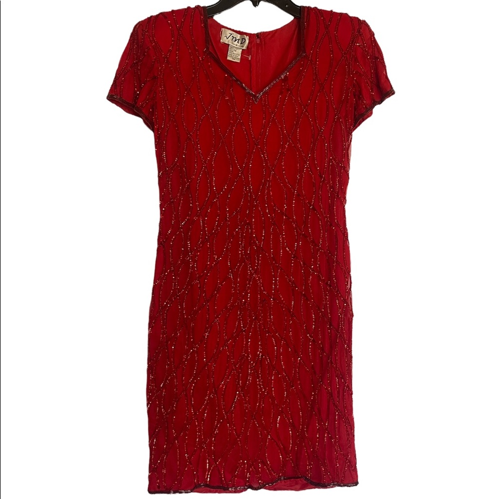 Vintage 100% silk with beads sequin dress Size PS